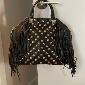 Rebecca Minkoff Black Tassel and Gold Grommet Handbag